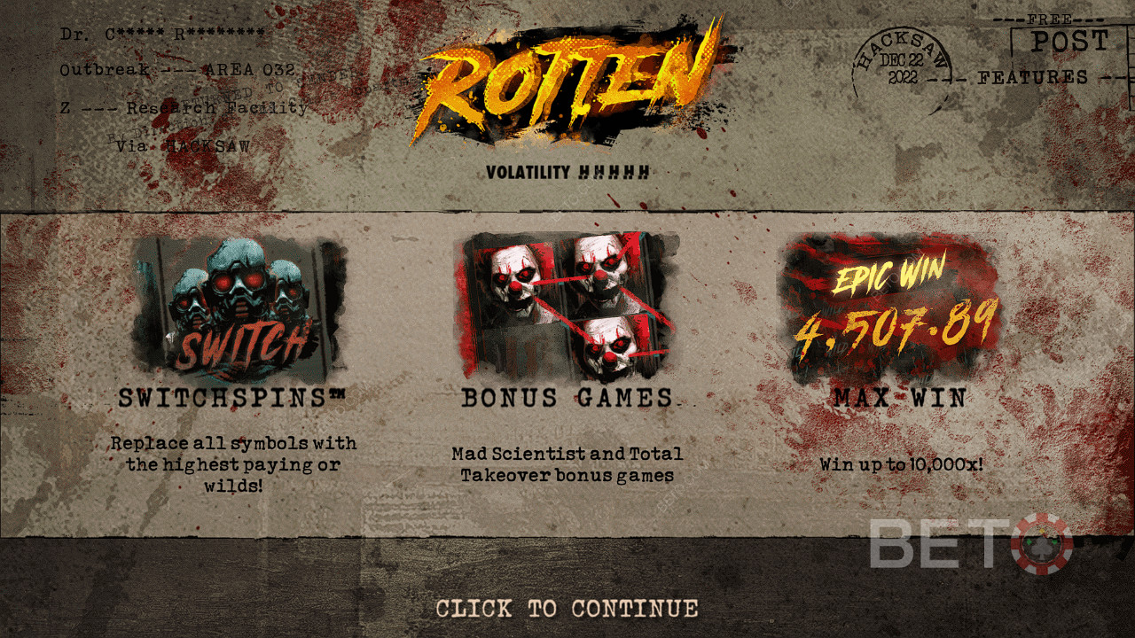 在Hacksaw Gaming的 Rotten 老虎機中享受 SwitchSpins、免費旋轉等更多內容