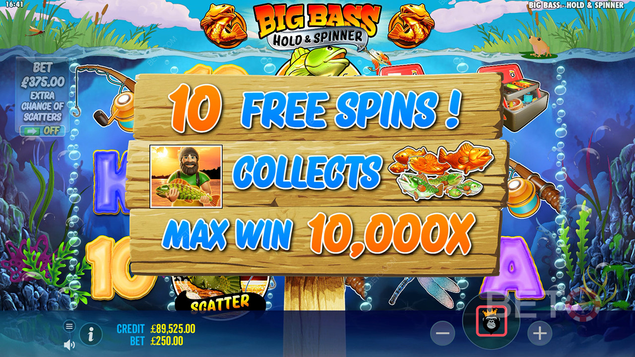 在Big Bass Bonanza Hold 和 Spinner 視訊老虎機中贏取 10,000 倍賭注！
