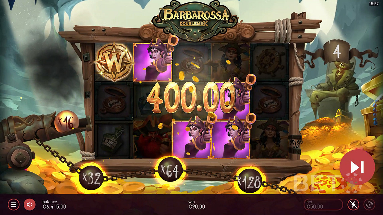 在 Barbarossa DoubleMax 老虎機中贏取 20,000 倍的賭注！