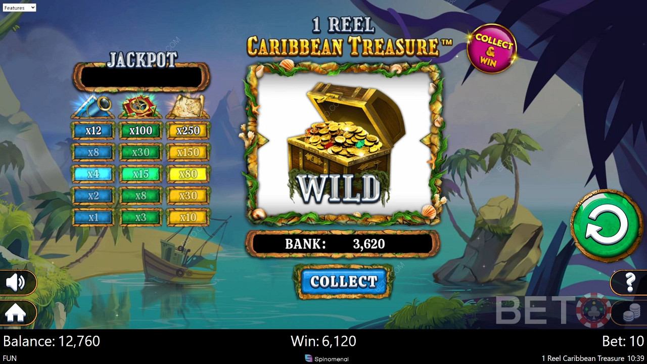 1 Reel Caribbean Treasure 免費遊戲