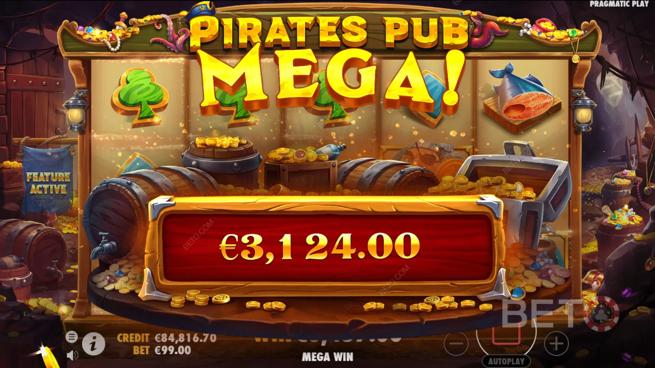 在 Pirates Pub 視訊老虎機中贏取 5,000 倍賭注！