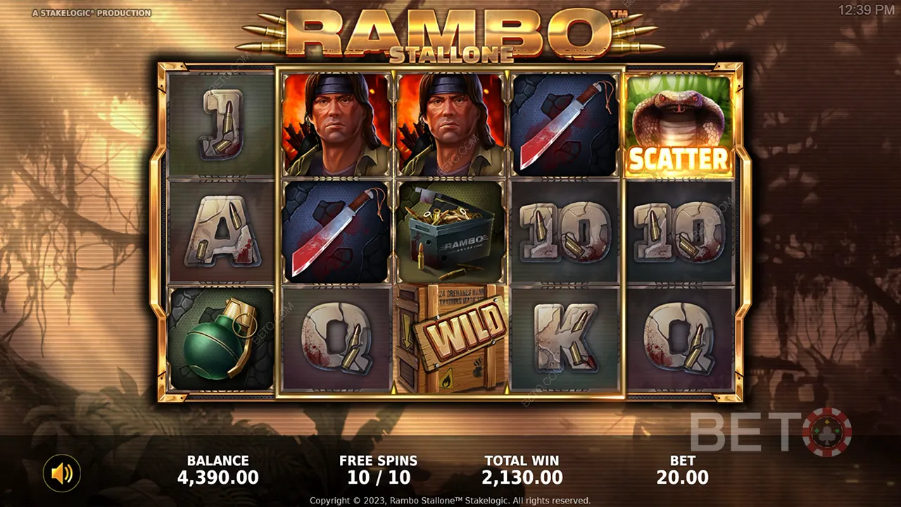 Rambo 視訊老虎機的遊戲玩法