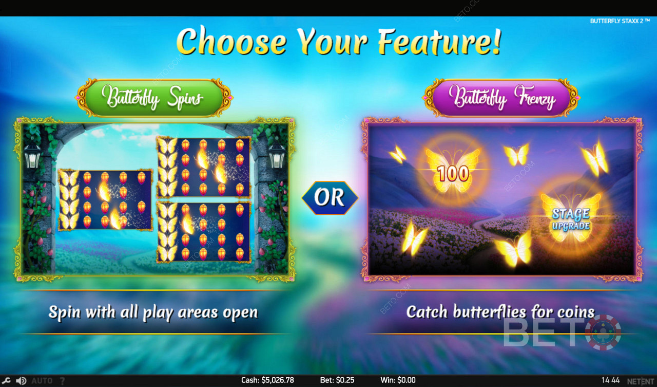 在兩個驚人的功能遊戲之間進行選擇 - 旋轉或捕捉蝴蝶模式