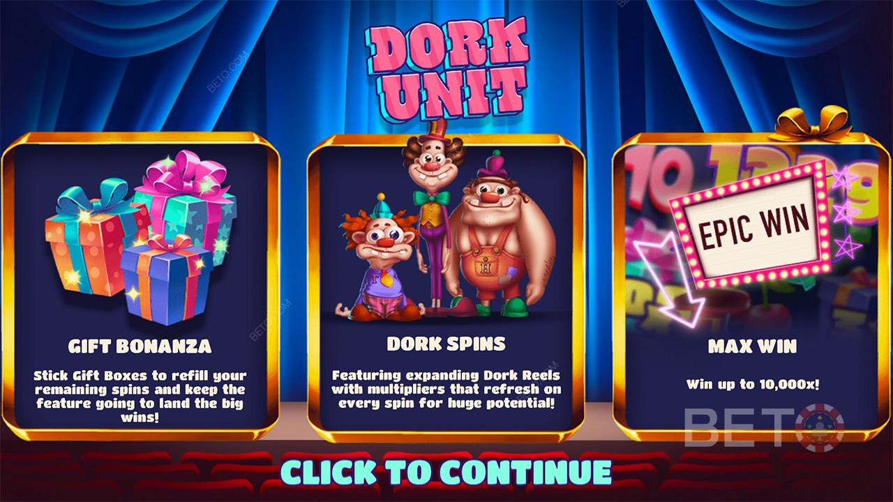 在 Dork Unit 老虎機中享受 2 場精彩的獎金遊戲和高額最大贏獎