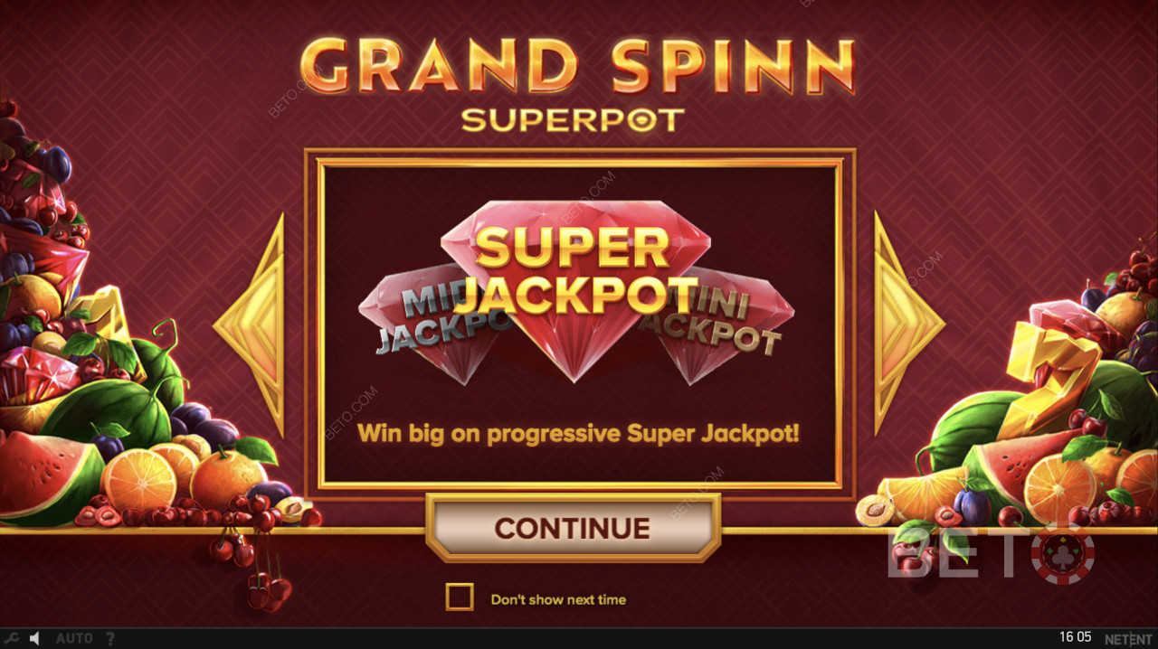 累積超級大獎在Grand Spinn Superpot超級彩池中觸發