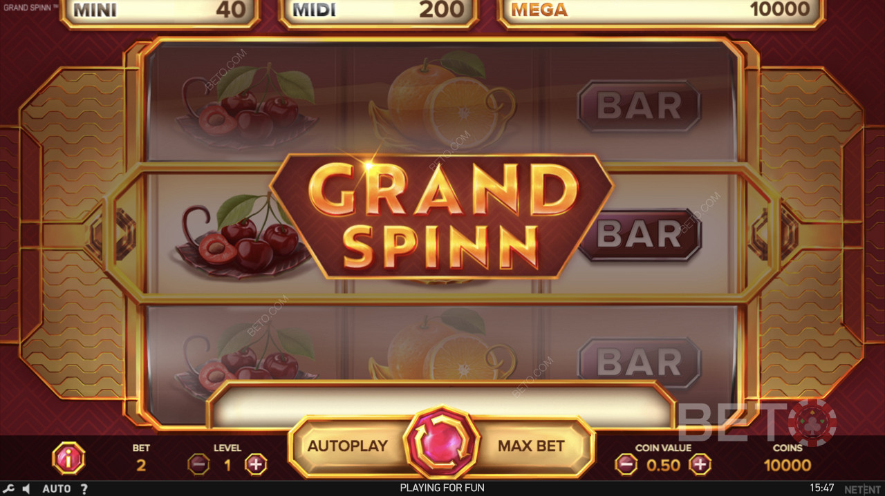 Grand Spinn Superpot的經典主屏幕