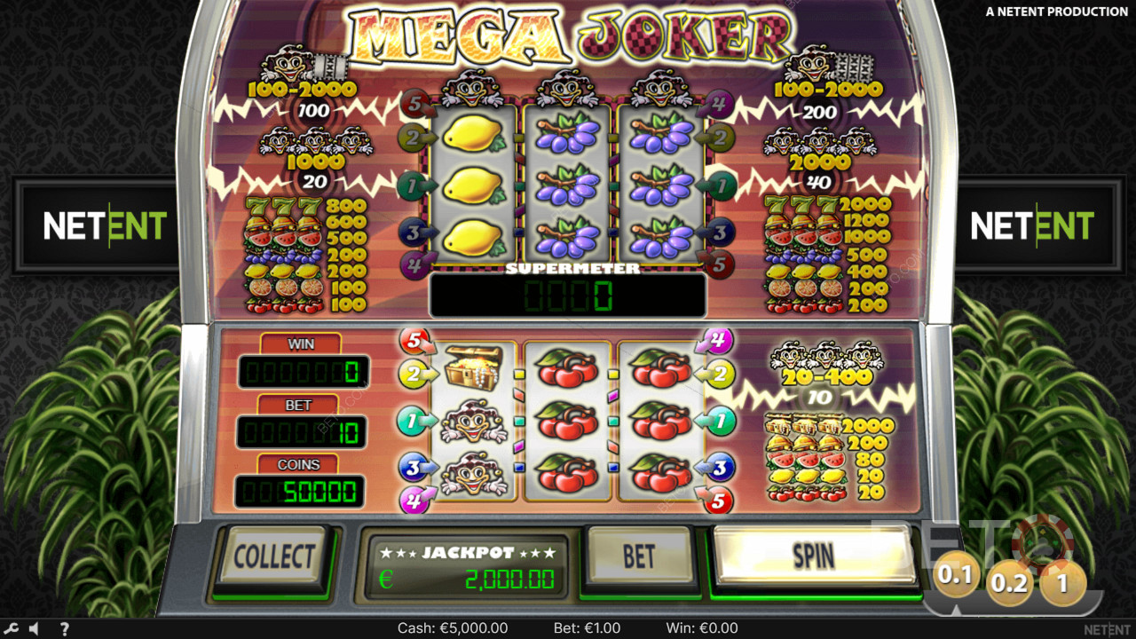 在 Mega Joker 線上老虎機中贏得 2,000 倍賭注！