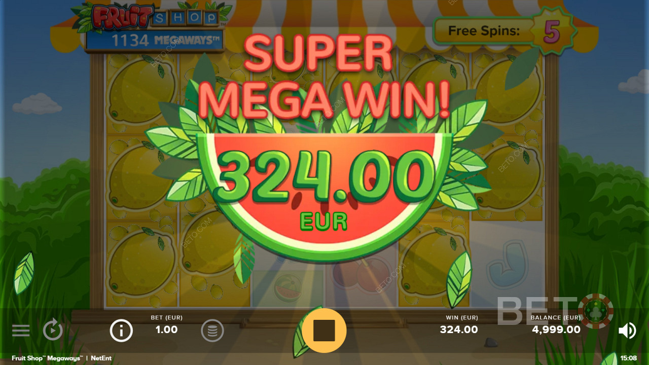 在Fruit Shop Megaways中贏得搶手的 Super Mega Win