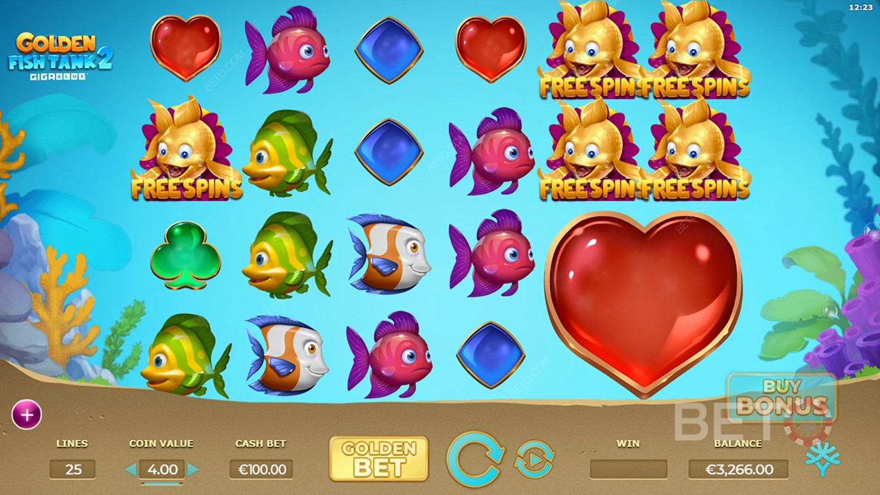 BETO 老虎機的Golden Fish Tank 2 Gigablox 評論