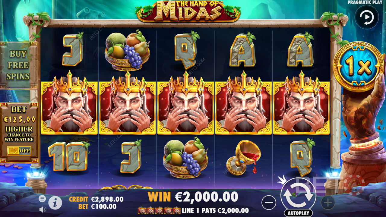 5 King Midas Symbols 在 Midas 視頻老虎機中付出了巨大的代價