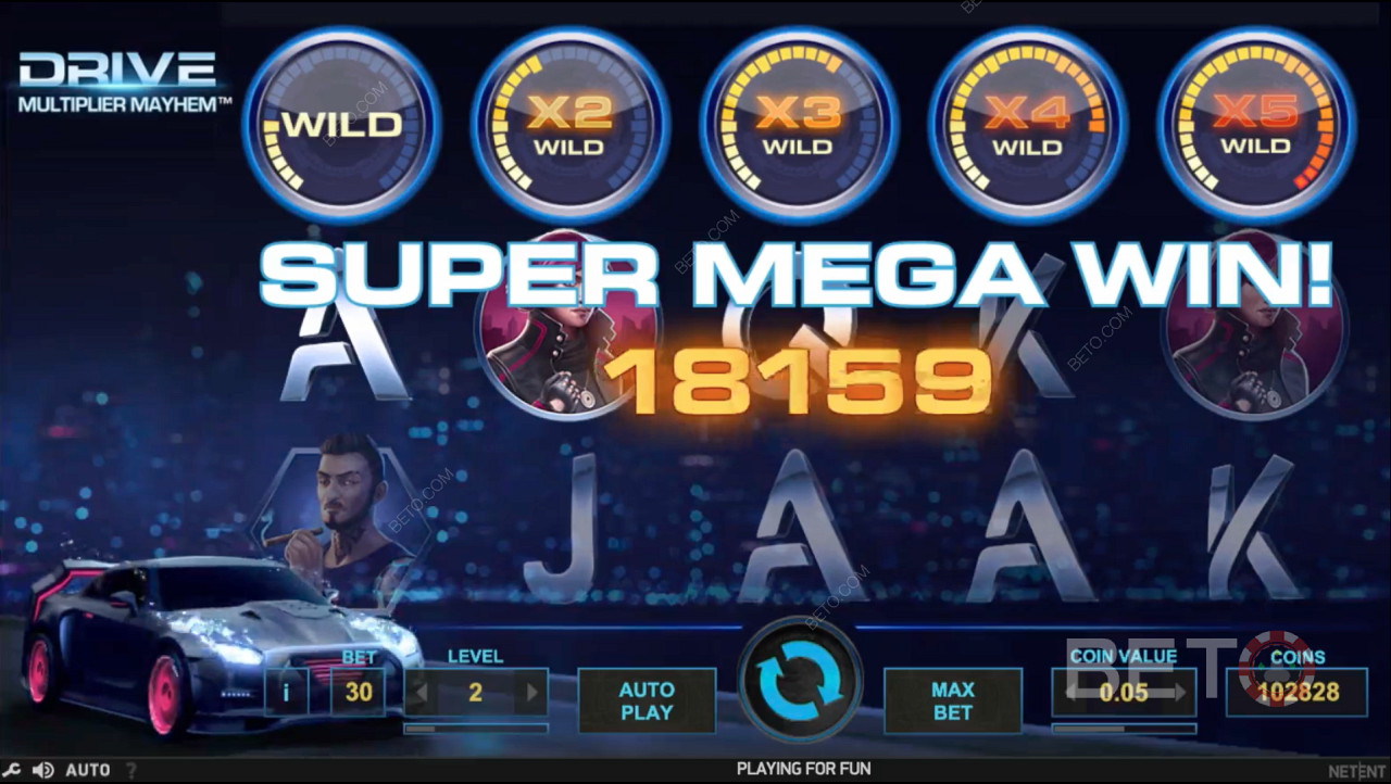 Multiplier Wild 等獎勵功能讓您有機會贏得 SUPER MEGA WIN