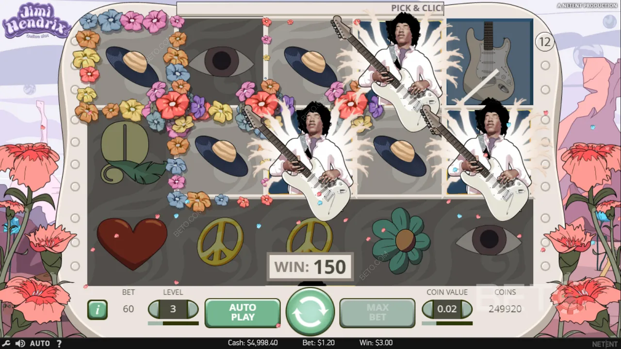 Jimi Hendrix視頻老虎機的遊戲玩法
