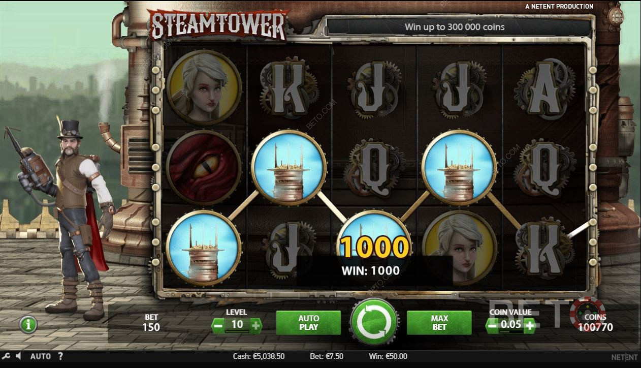 Steam Tower老虎機遊戲中的匹配符號