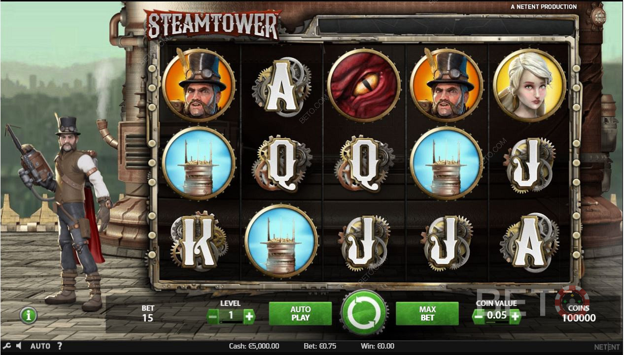 Steam Tower在線老虎機遊戲玩法