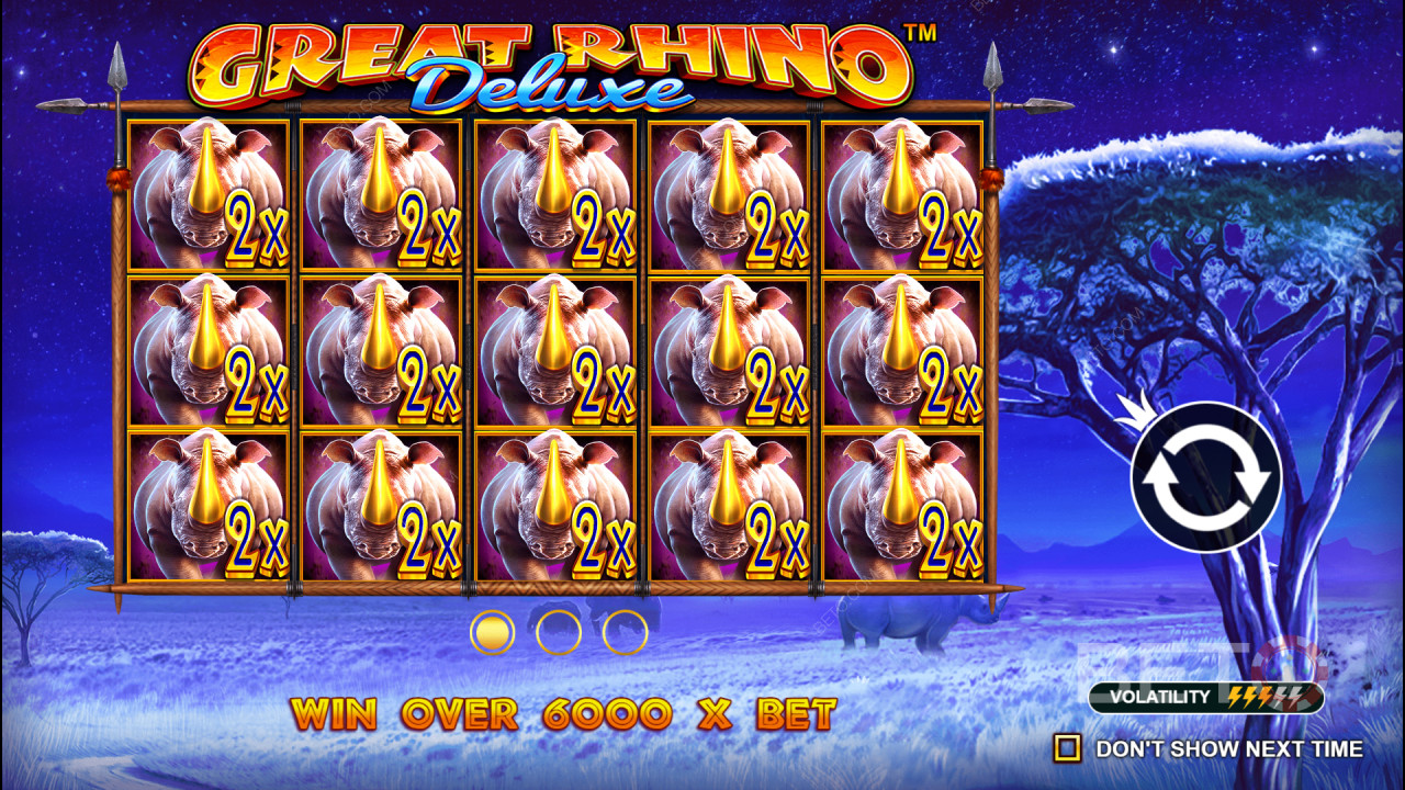 在 Great Rhino Deluxe Slot 中贏取 6,242 倍的賭注！