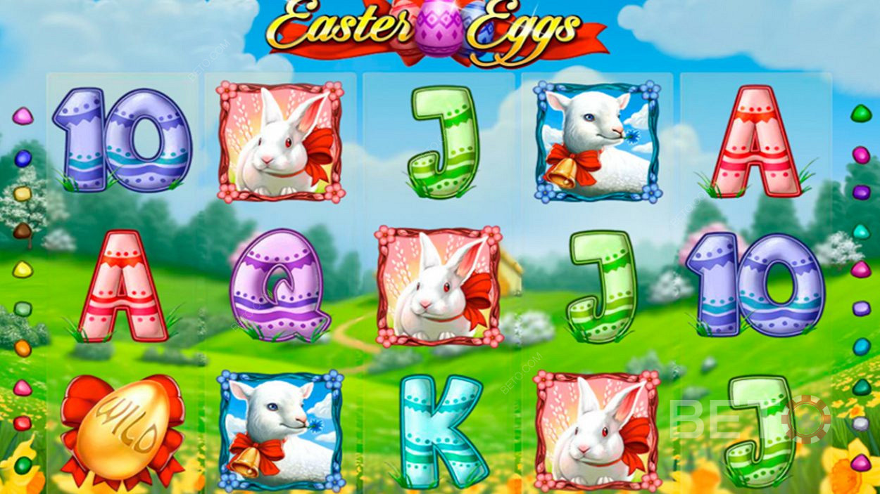 您在Easter Eggs老虎機中獲得 20 條遊戲線和 5 個捲軸
