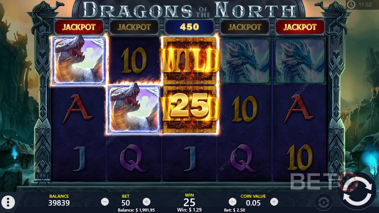 百搭符號可幫助您在Dragons of the North在線老虎機中贏得更多勝利