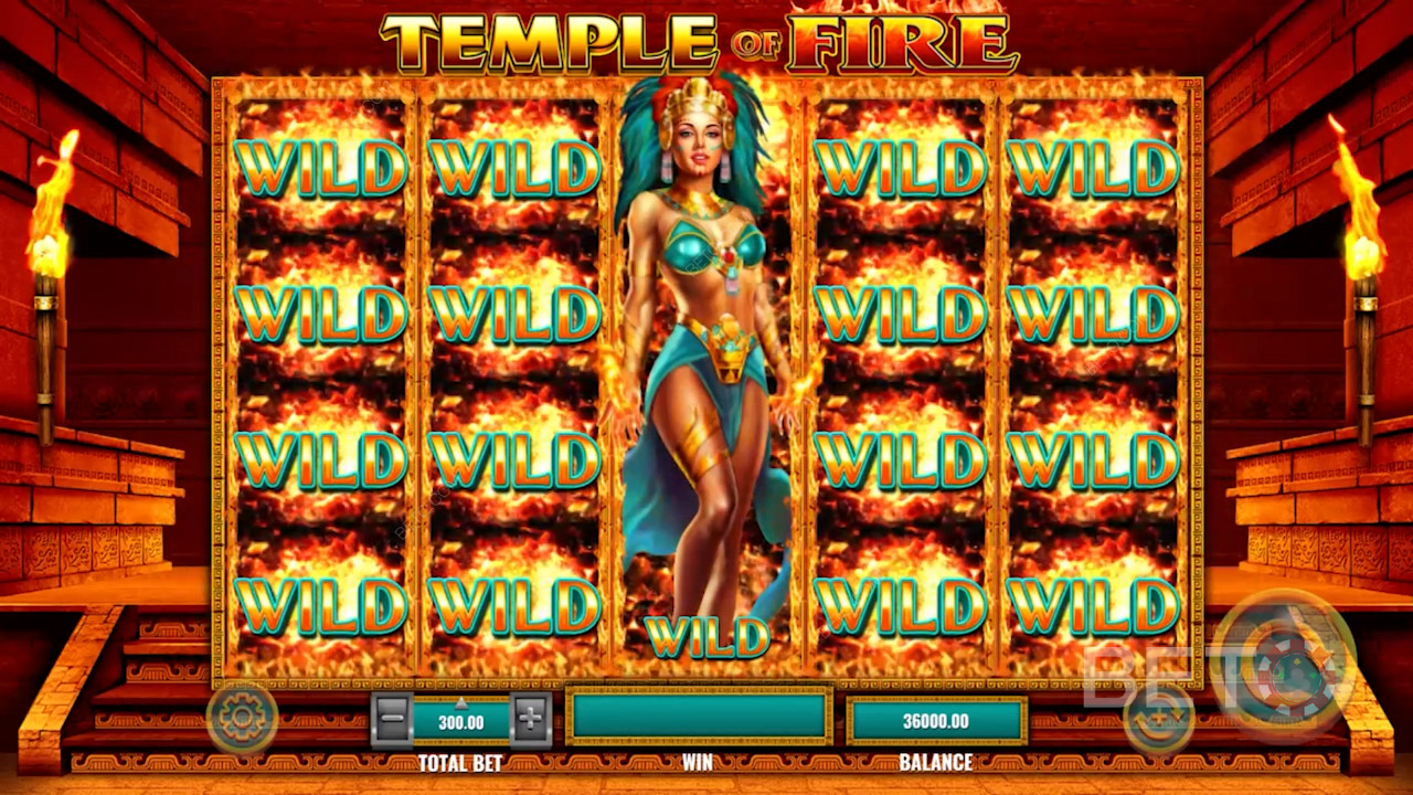 Temple of Fire視頻插槽中不斷擴大的狂野的力量
