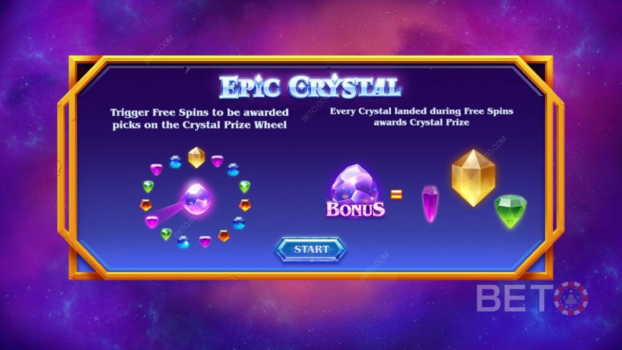 Epic Crystal的介紹屏幕 - 獎金和免費旋轉