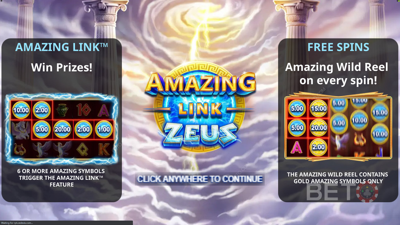 Amazing Link Zeus的介紹屏幕顯示免費旋轉獎金