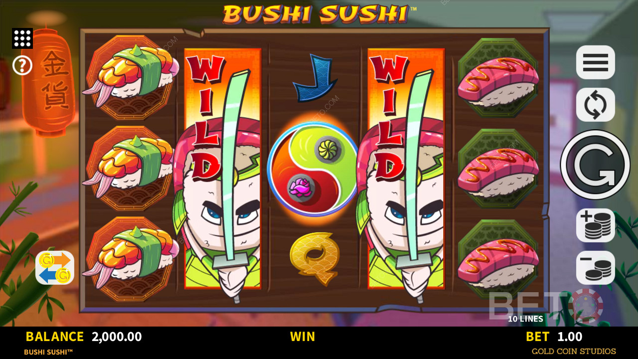 在Bushi Sushi老虎機中擴展 Wilds