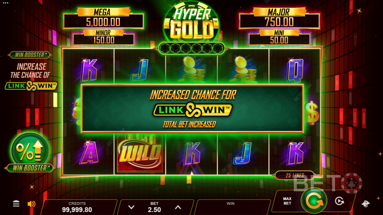 Hyper Gold具有 Win Booster 和 Link & Win Bonus 功能，讓您興奮不已