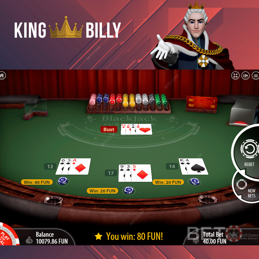 在King Billy賭場享受流行的桌面遊戲