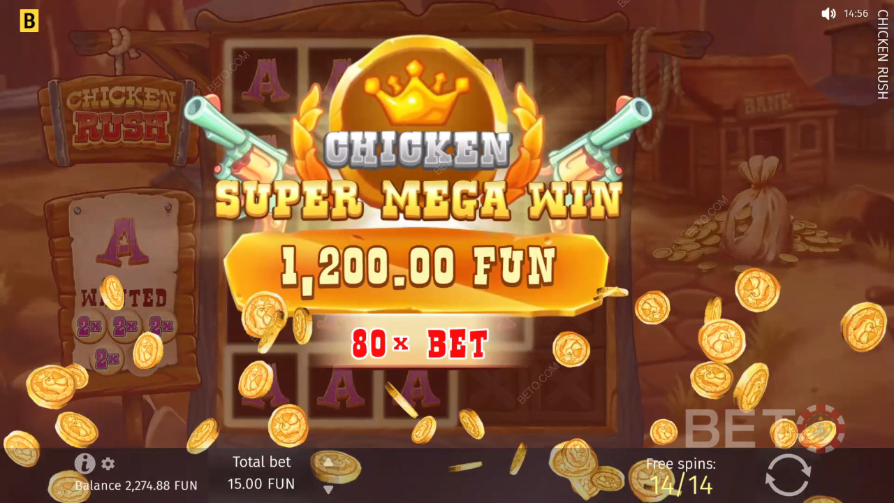 在 Chicken Rush 視訊老虎機中贏取 5,000 倍賭注！