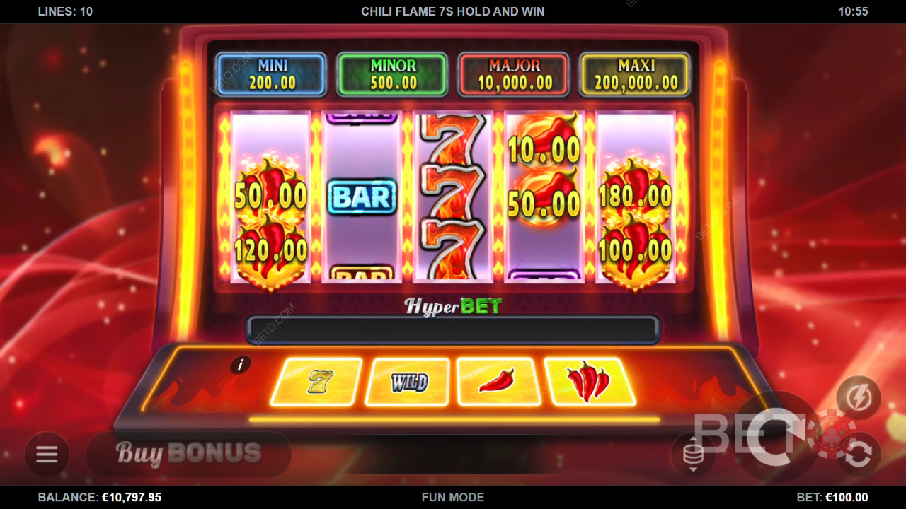BETO 老虎機的 Chili Flame 7s 持有並獲勝評論