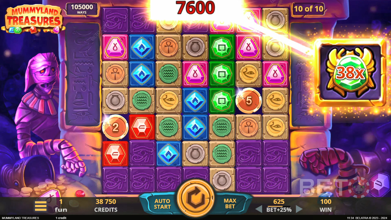 在 Mummyland Treasures 視訊老虎機中贏取 25,000 倍賭注！