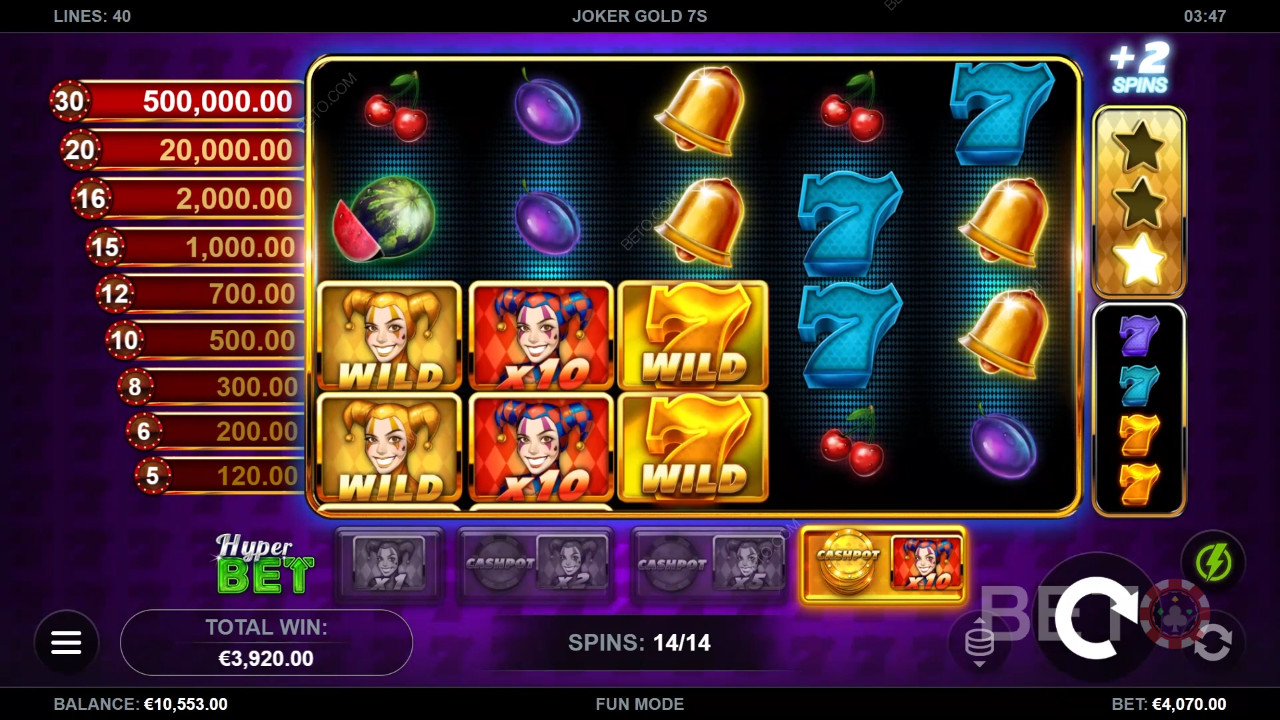 在 Joker Gold 7s 老虎機中贏取 50,000 倍賭注！