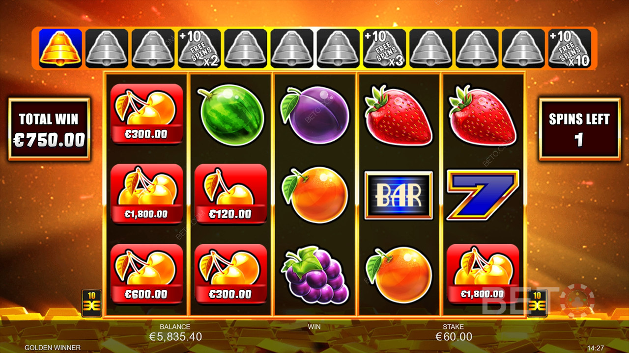 Inspired Gaming解釋《Golden Winner》中的獎勵功能