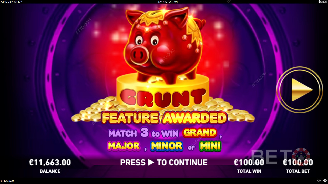 Rarestone Gaming的 Oink Oink Oink 中的獎勵功能說明