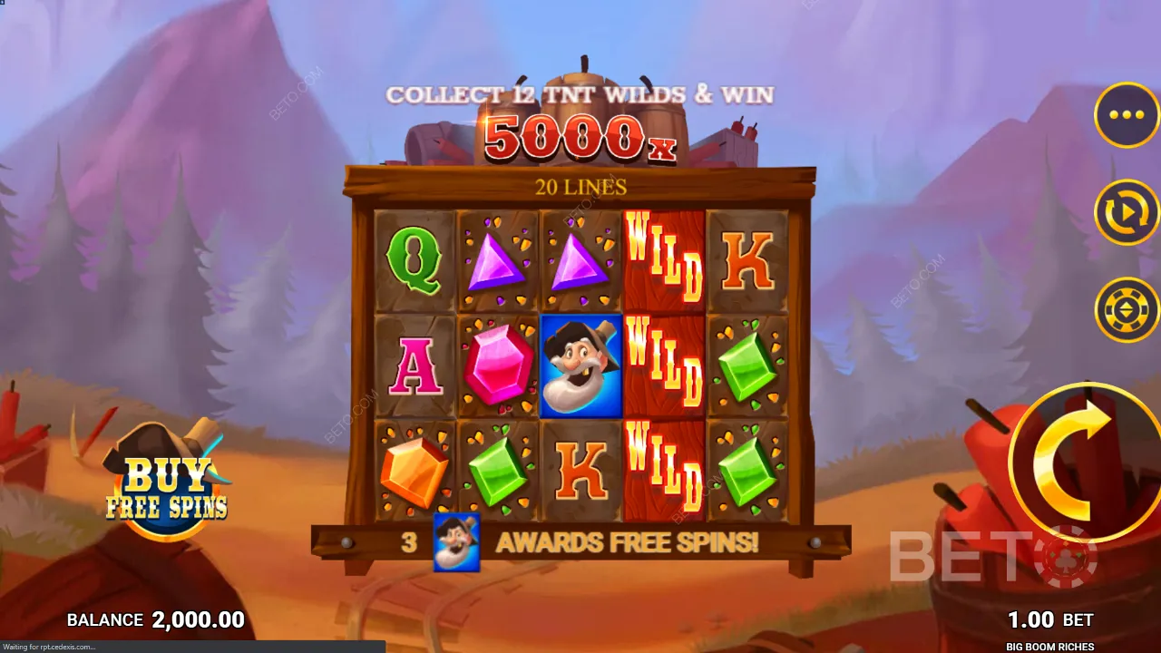Big Boom Riches的示例遊戲展示了清晰的動畫