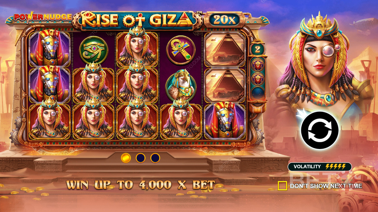 在Rise of Giza PowerNudge在線老虎機中贏取高達 4,000 倍的賭注