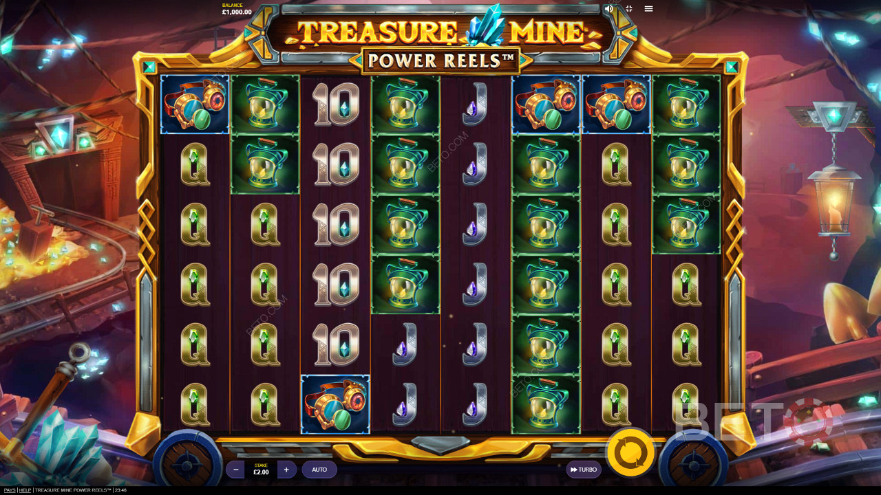 在Treasure Mine Power Reels在線老虎機中享受美妙的主題和圖形
