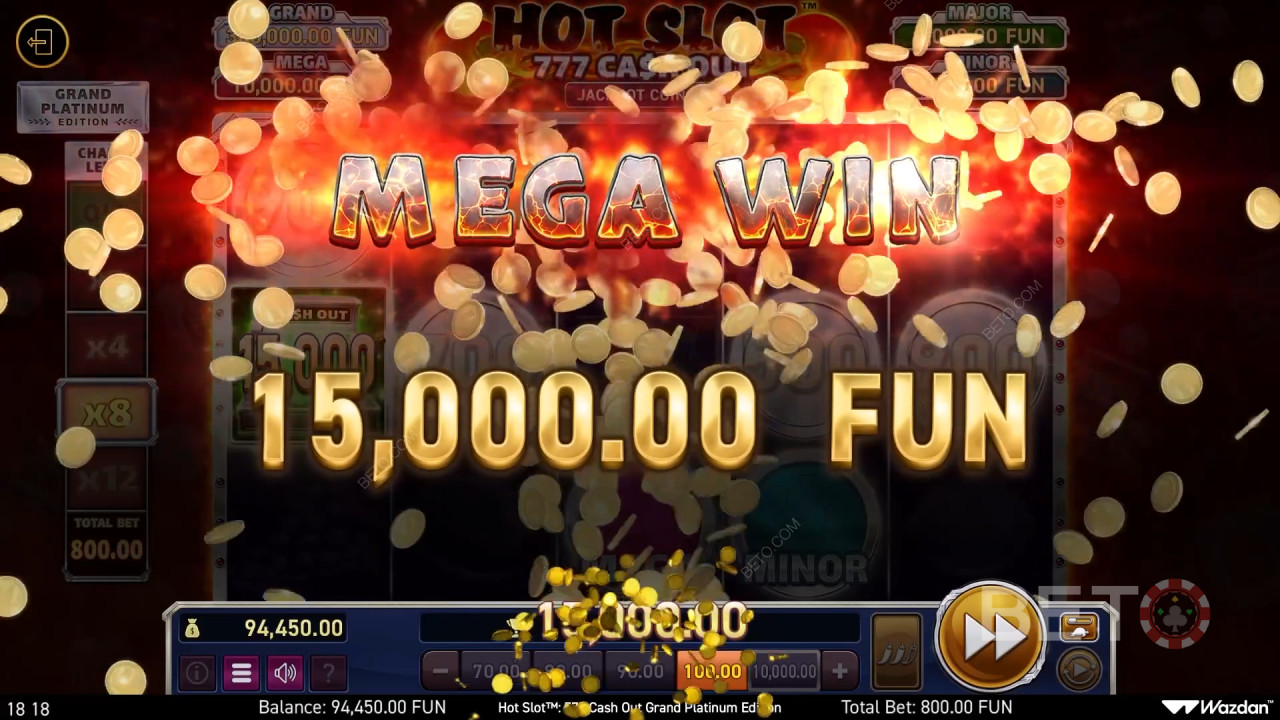 在熱門老虎機遊戲「777 Cash Out Grand Platinum Edition」線上老虎機遊戲中贏取 3,000 倍投注額！