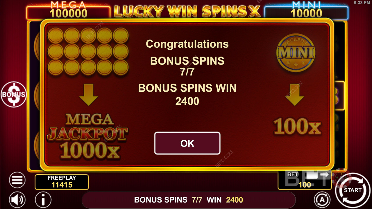 1spin4win 的 Lucky Win Spins X 中解釋的獎勵功能