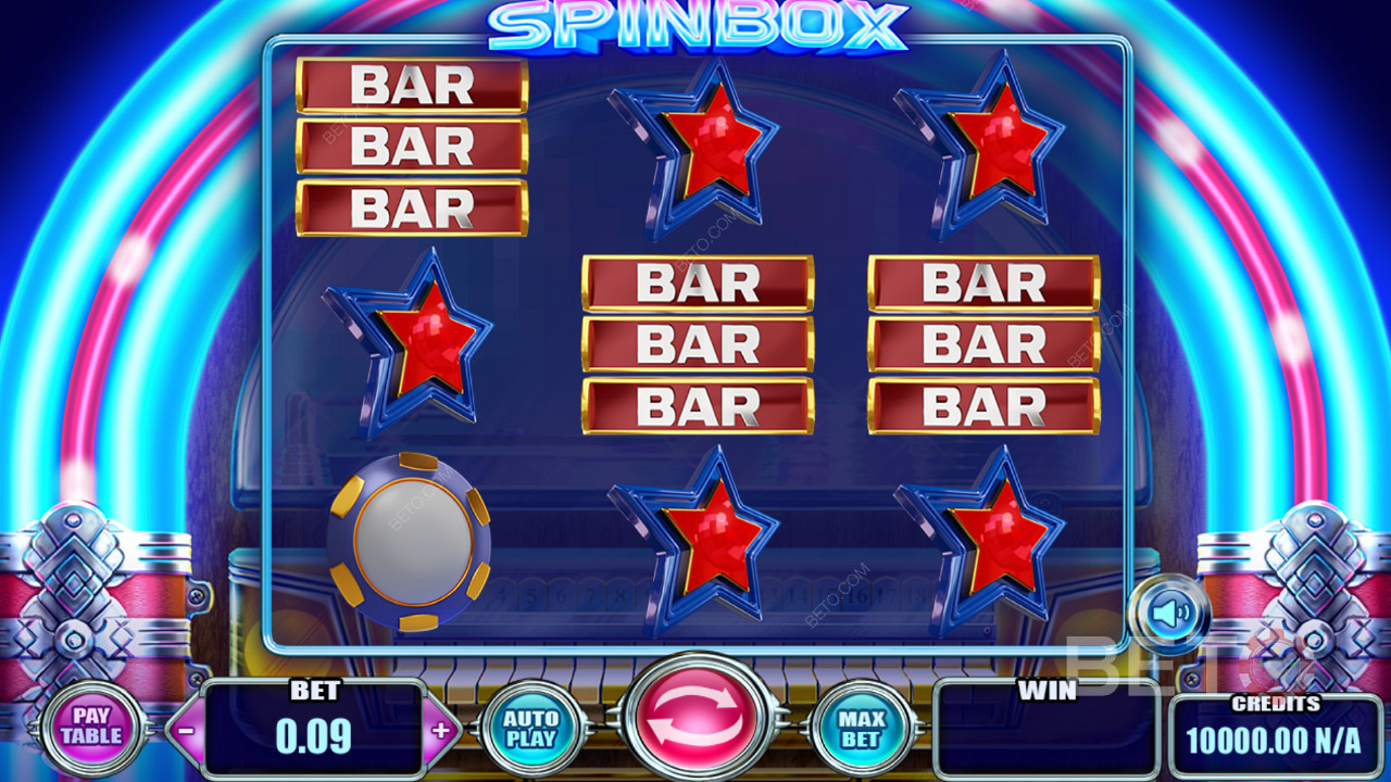 Spinbox老虎機中有吸引力的符號和經典遊戲主題