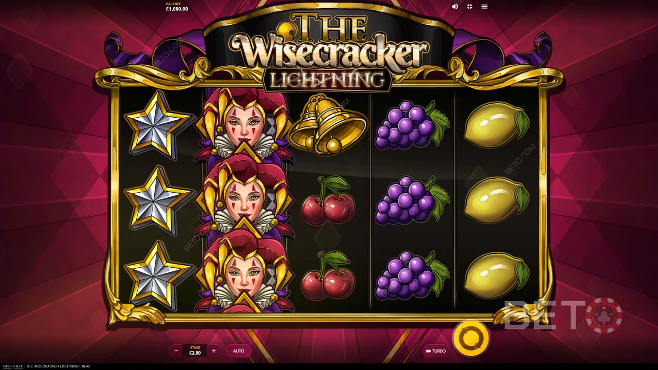 The Wisecracker Lightning的示例遊戲展示了很高的獲勝潛力