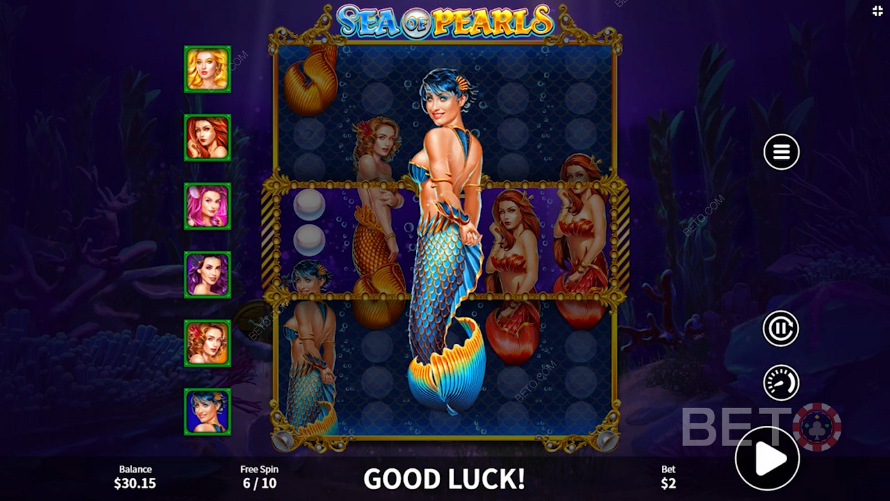 通過在免費遊戲中收集 50 顆珍珠，將一種美人魚符號轉換為神秘符號