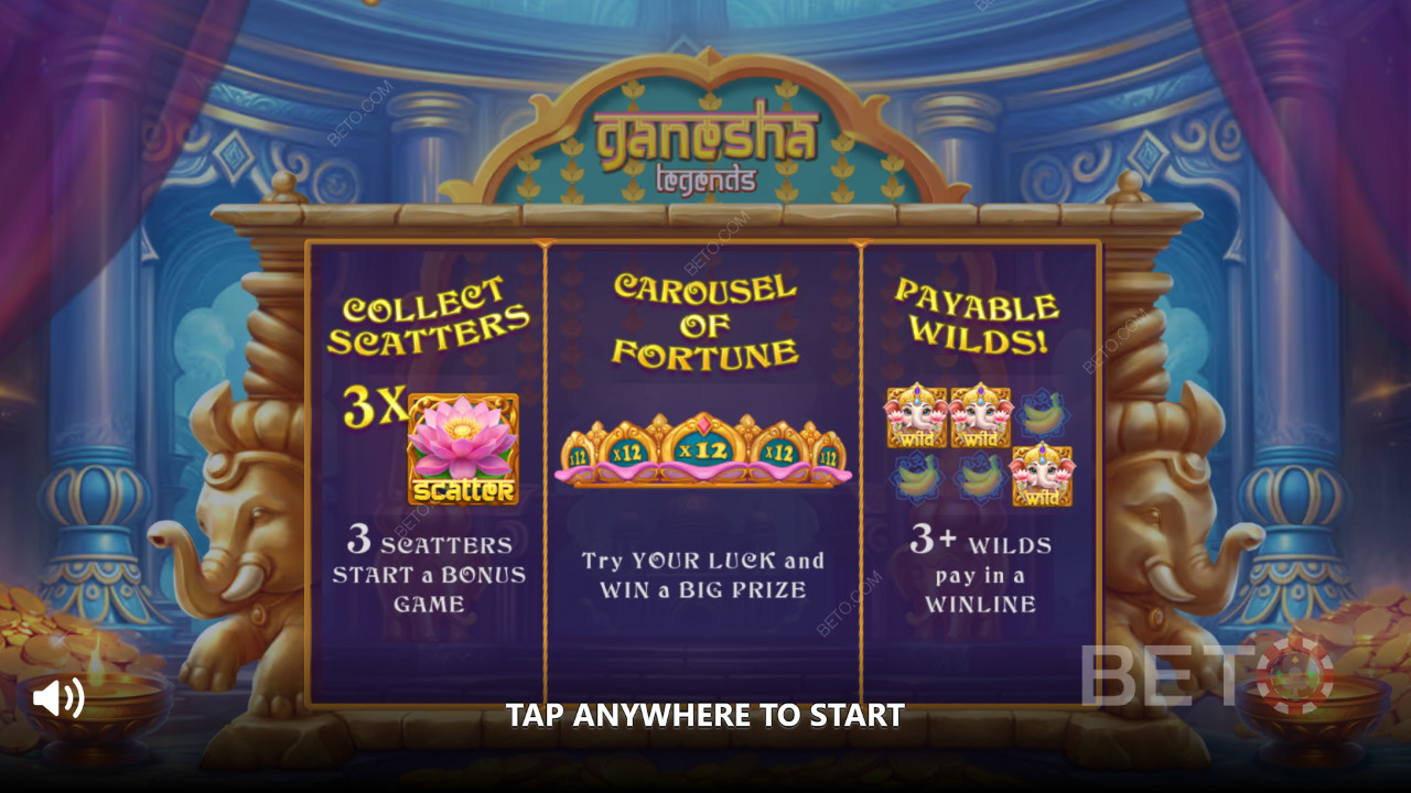 Gamebeat 推出的《Ganesha Legends》中的獎勵功能說明