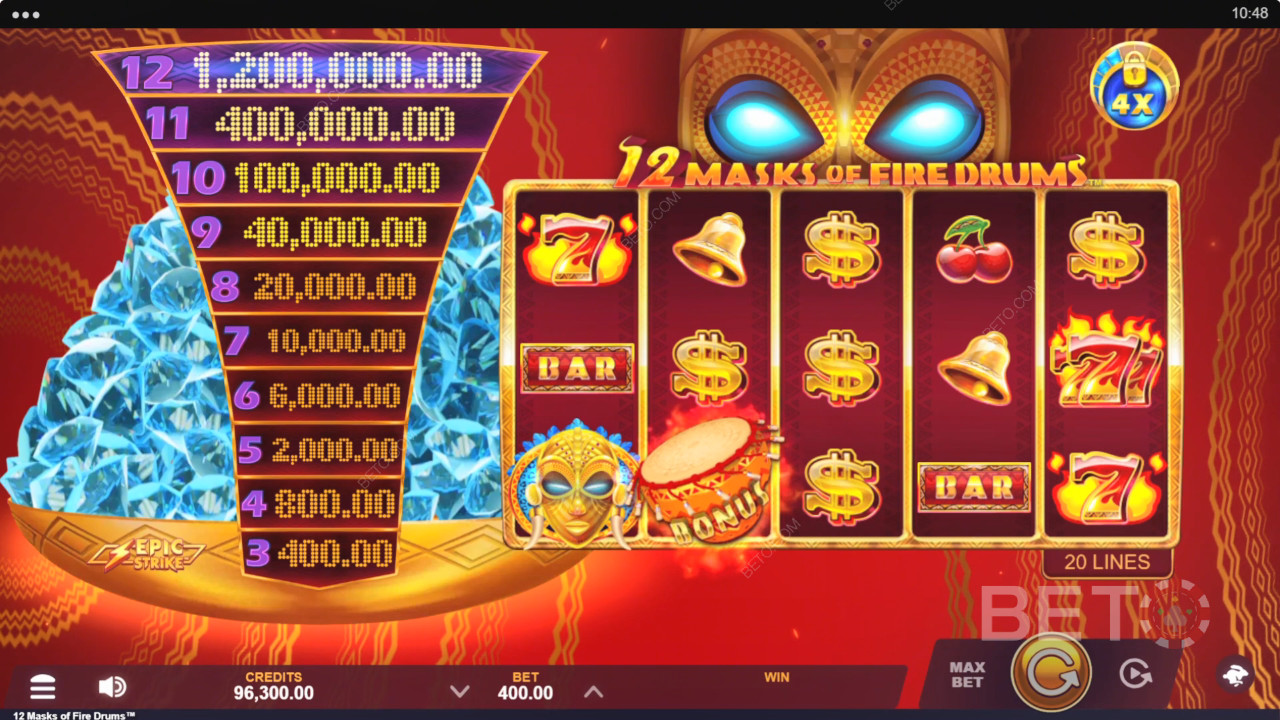 如何玩Gameburger Studios出品的《十二個火鼓面具》