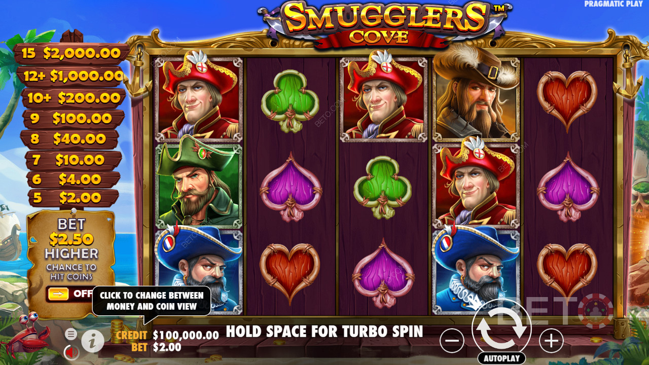 Smugglers Cove 遊戲網格上的彩色海盜