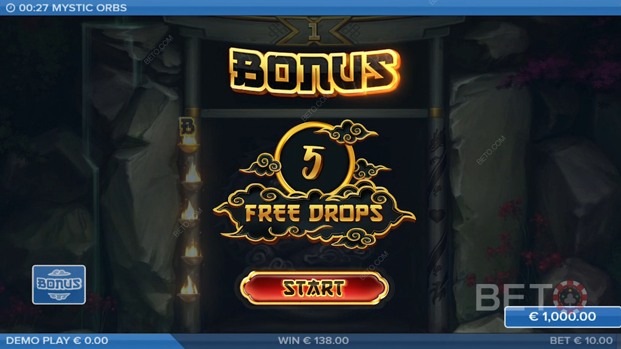 降落 5 個 Orb 符號以激活獎勵遊戲並獲得 5 次免費旋轉