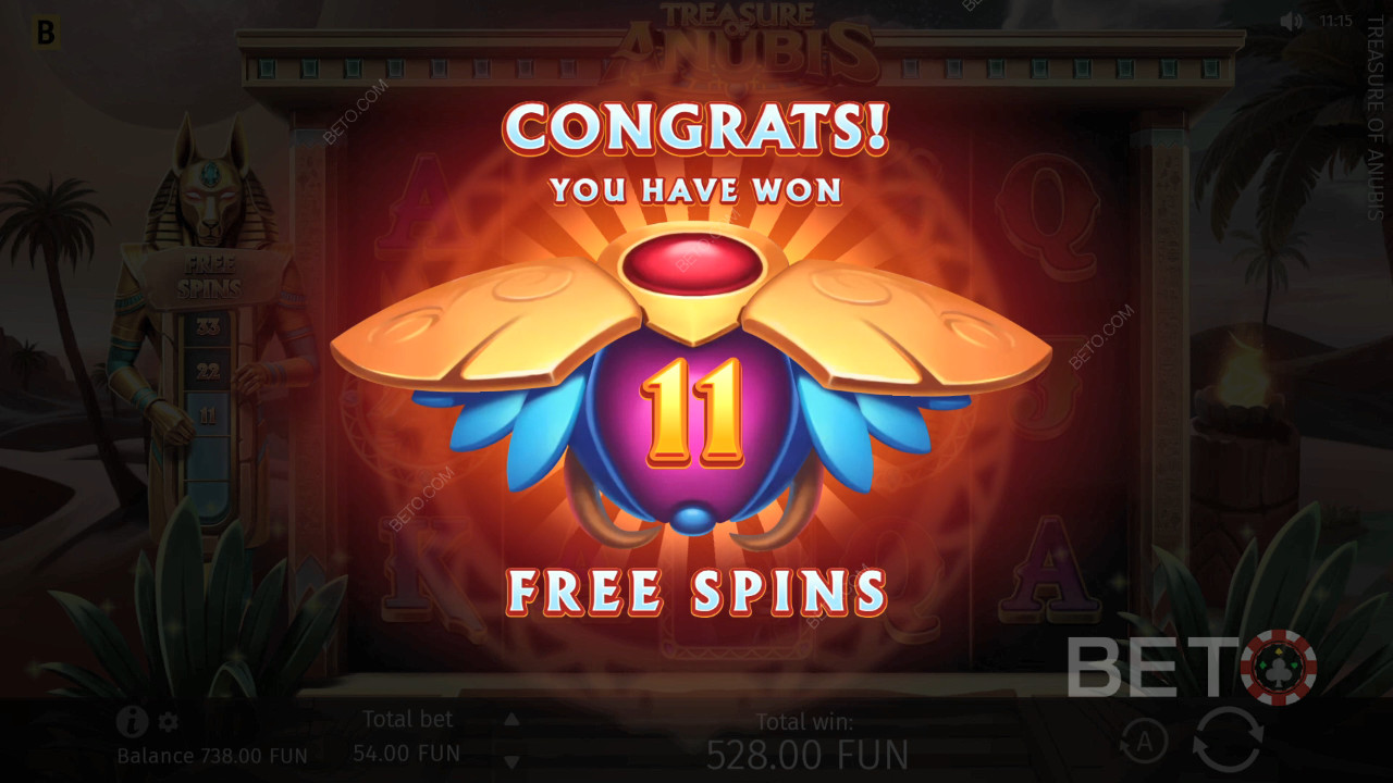 BGaming 的《阿努比斯寶藏》中的獎勵功能說明