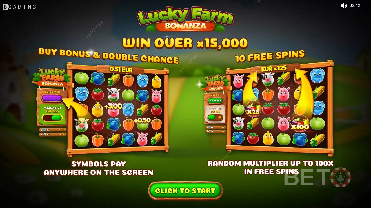 在 Lucky Farm Bonanza 賭場遊戲中享受乘數、雙倍機會和免費旋轉