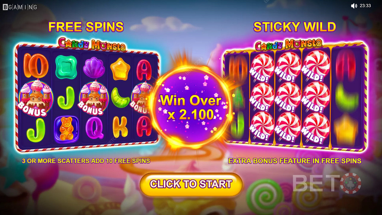 玩 Candy Monsta 老虎機 - 現在有機會贏取總投注金額 1,000 倍的現金獎勵