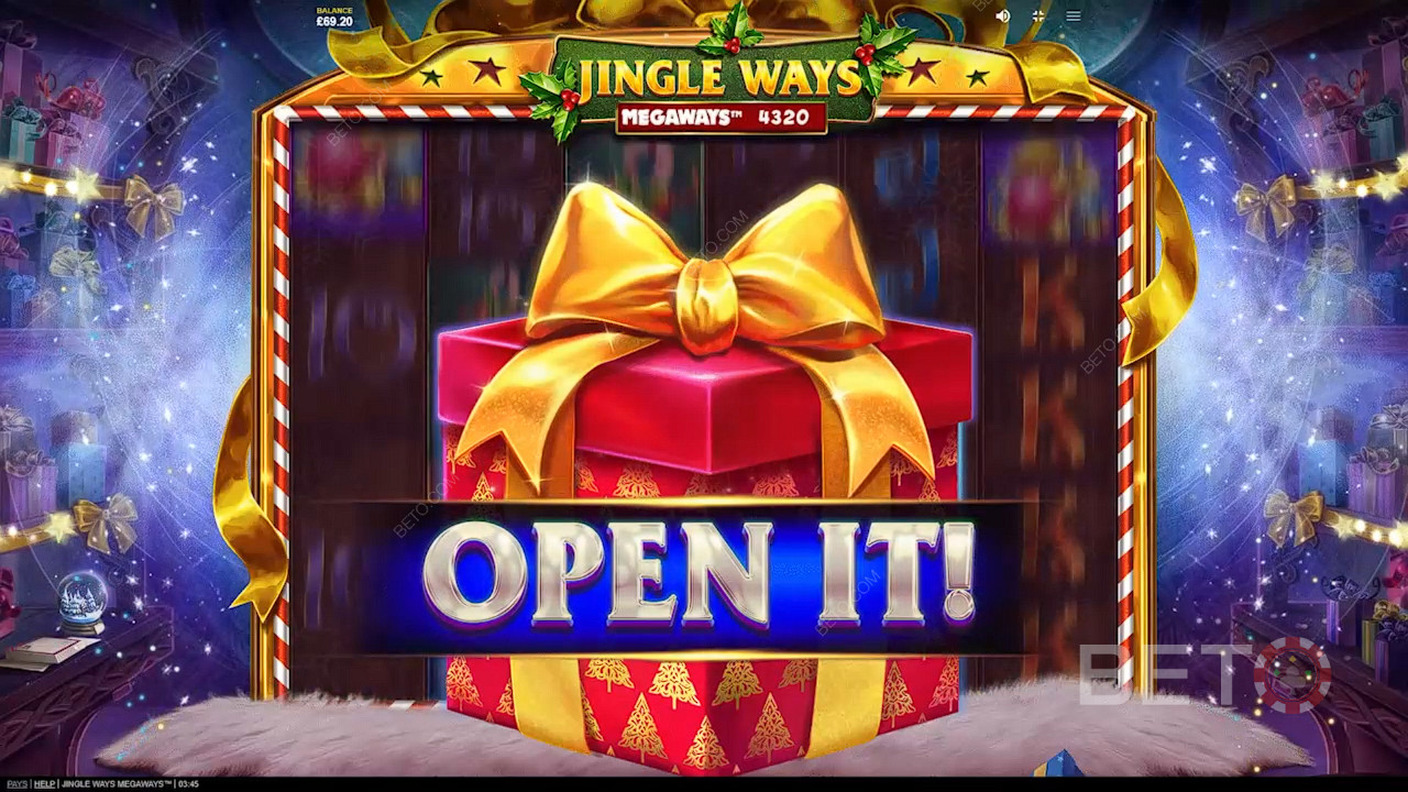 打開禮物以顯示 Jingle Ways Megaways 老虎機的強大功能