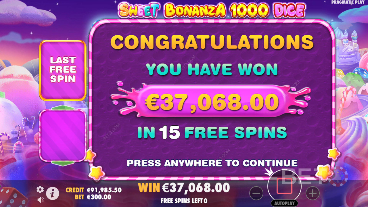 在Sweet Bonanza 1000 Dice 線上老虎機中贏取 25,000 倍賭注！